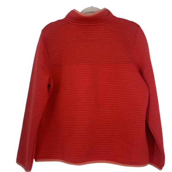 L.L. Bean Airlight Knit Pullover Snap Neck Coral Pink XL Petite - Picture 2 of 7